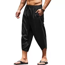 Pantalones Playa De Algodón Y Lino Casuales Para Hombre