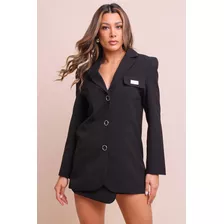 Blazer Alongado Com Abotoamento Lança Perfume