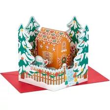 Tarjeta De Navidad 3d Casa De Jengibre - Regalo Festivo