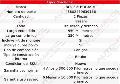 Juego 2 Amortiguadores Tra Boge Phoenix Fwd V6 2.8l 80-84 Foto 2