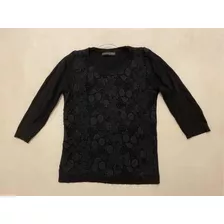 Sweater Pullover Atmosphere Talle Uk8 Es36 Negro Bordado