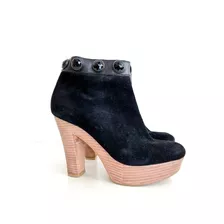 Botas Jazmin Chebar Negras Taco Marron Apliques De Brillo