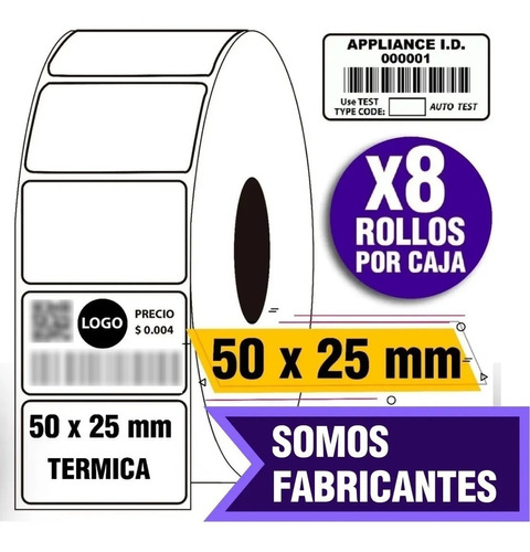 Etiquetas 50x25 Mm Termica Mercado Libre 8 Unidades