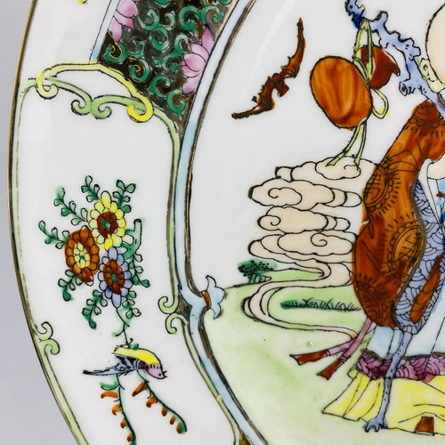 Prato Decorativo Porcelana Chinesa Oriental 27cm Vintage Branco 3