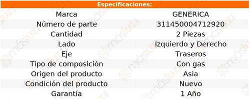 Jgo 2 Amortiguadores Gas Tras Renault Kangoo 02/10 Generica Foto 2