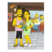 Caricatura Personalizada Simpsons Casal Bar Do Mou