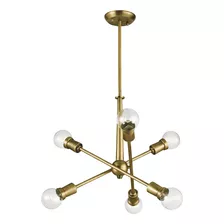 Armstrong - Lámpara De Araña De 6 Luces En Latón Natural De 