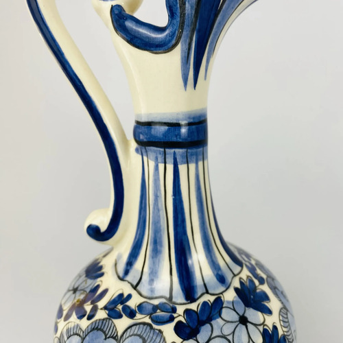 Jarra De Porcelana Pintada À Mão Azul Floral Vintage Azul 5