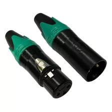 Kit Com 5 Pçs Plug Xlr Femea + 5 Pçs Xlr Macho Verde E Preto