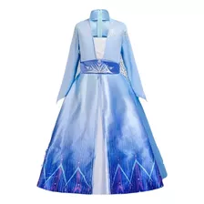 Vestido De Niña Para Fiesta Frozen 2 Elsa Azul