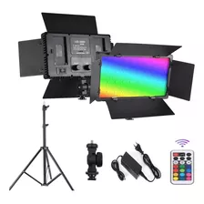 Painel Iluminador Pro Led U-600 Rgb Bicolor + Fonte + Tripé