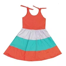 Vestido Infantil Alcinha Amarrar Colorido Três Cores Verão