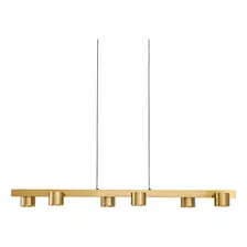 Luminária Pendente 6 Leds Dourado 30w 120cm