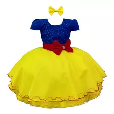 Vestido Infantil Branca De Neve Festa Bebê Princesa Menina 