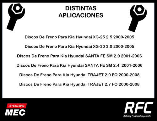 Discos Freno Para Hyundai Santa Fe 2.0 2001-2006 Foto 2
