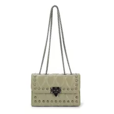 Bolsa Transversal Feminina Gash Bg72618 Matelassê Spikes Cor Verde