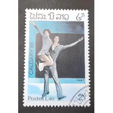 Sello Postal - Laos - Juegos Olímpicos Invierno Canadá 1987