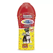 Shampoo E Condicionador 2 Em 1 Morango Plast Pet 500ml Com 2