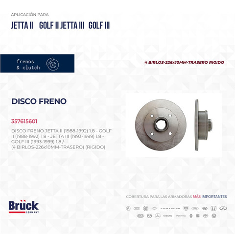 Disco Freno Trasero Jetta Golf A3 93 - 96 97 98 99 Foto 3