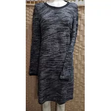 Vestido Hering De Lanilla, Gris Jaspeado Con Negro Y Blanco