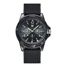 Reloj Hombre Negro Gris Correa Poliuretano Elegante