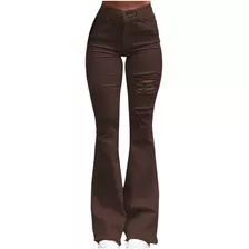 Mujer Pantalones Mujer Color Sólido Cintura Alta Skinny Ripp