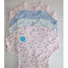 Kit Body Carters 4 Peças Manga Longa Menina Estampa Floral 