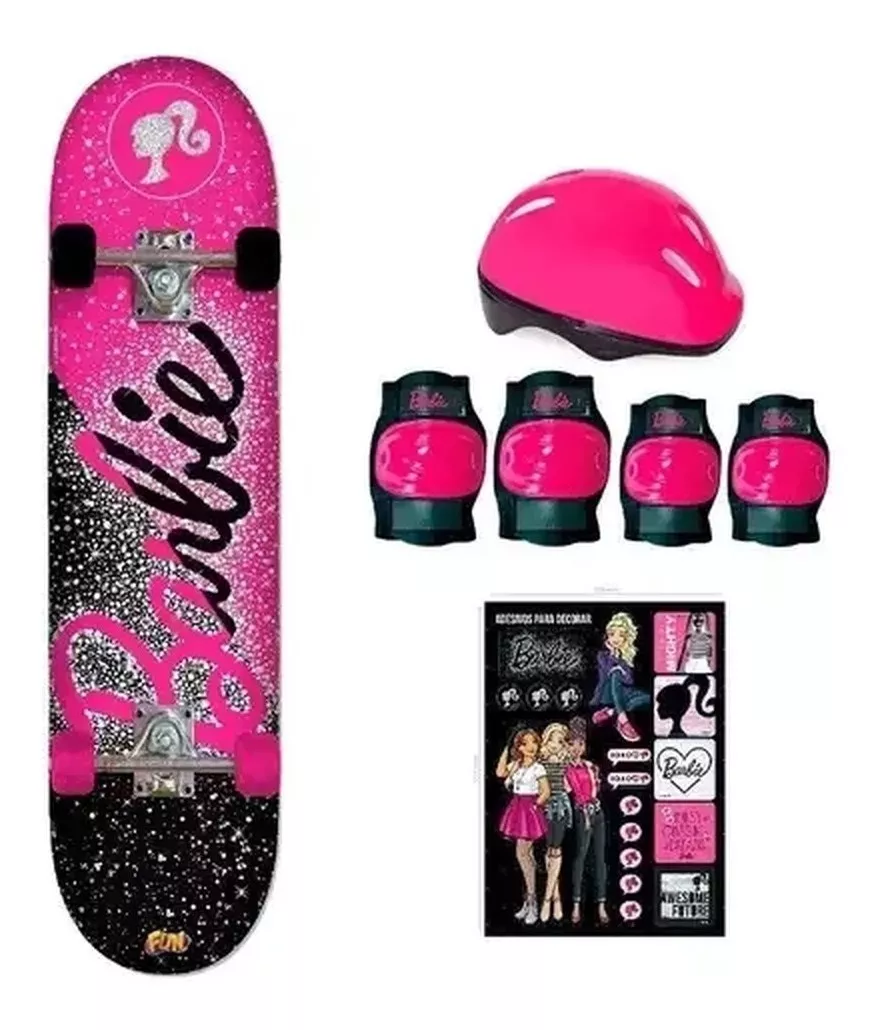 Skate Da Barbie Com Acessórios De Segurança - Fun F00105