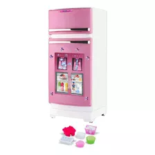 Brinquedo Geladeira Rosa Com Freezer Acoplado Acessórios