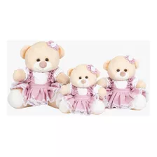 Trio De Ursa Sentadinha Para Nichos E Decorações- 3 Pçs