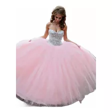 Vestido De Xv Años Rosa Cristal Medida Personalizada