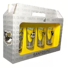 Kit Copo Cylinder 300ml Com 4 Santos Futebol Allmix