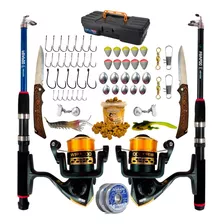 Kit De Pesca Completo 10kg C/ 2 Varas + 2 Molinetes + Itens 