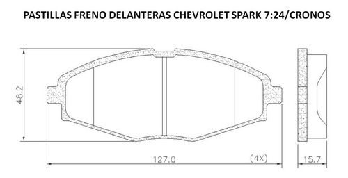 Pastillas Freno Para Chevrolet Spark / 7:24 / Cronos Foto 3