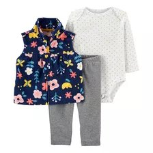 Kit 3 Peças Carter's Colete Floral Tam. 9meses Trio Carters