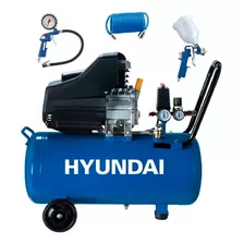 Compresor De Aire Eléctrico Portátil 24 Lt Hyundai 2hp + Kit Color Azul