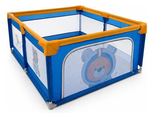 Cercado Infantil Bebê 160x120cm Cercadinho Proteção Azul Ursos