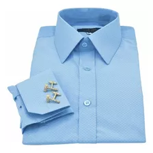 Camisa Punho Duplo Azul Claro Francesa