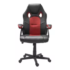 Silla De Escritorio Top Living Mega-spectrum Gamer Ergonómica Negra Y Roja Con Tapizado De Cuero Sintético Y Mesh