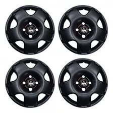 Juego 4 Tazas Vw Gol Power Saveiro Rodado 13 Negro Mate X4