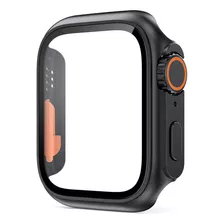 Capa Case Protetora Estilo Ultra De Acrilico Com Pelicula De Vidro Temperado Embutido Compativel Com Apple Watch 6 5 4 Se 44mm - Preto