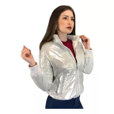 Jaqueta Casaco Curto Bomber Metalizada Feminino Inverno