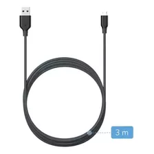 Cabo Micro Usb Anker Powerline 3 Metros 5 Anos Cor Preto