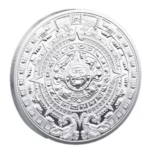 Moneda De Color Plata Del Calendario Azteca México 