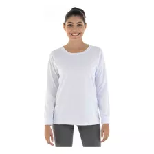 Camiseta Básica Feminina 100% Algodão Manga Longa P O Frio