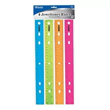 Bazic - Jeweltones Color Ruler, Colores Surtidos 12 Pulgadas