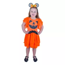 Fantasia Infantil Halloween Abóbora Com Tiara E Cinto