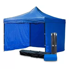 Gazebo Reforzado Toldo Carpa Con Pared 3x3mt Azul