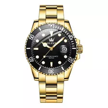 Reloj De Cuarzo Para Hombre Fantasma De Agua Verde Luminoso Color Del Fondo Golden/black