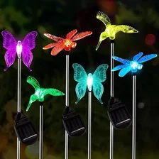 Estaca Solar X3 Lampara Jardín Led Colibri Libelula Mariposa